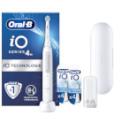 Oral-B iO Series 4 Elektrische Zahnbürste mit Reiseetui Quite White mit 8 Aufsteckbürsten