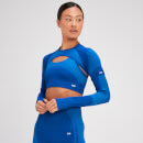 MP Tempo Ultra Seamless Long Sleeve Crop Top til kvinder – Surf Blue - XS