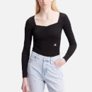 Calvin Klein Jeans Shiny Ribbed Jersey Bodysuit - XS