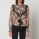 Ted Baker Alness Lace-Trimmed Chiffon Blouse - UK 6
