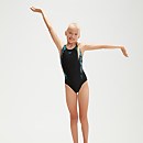 Girls' HyperBoom Muscleback Swimsuit Black/Blue - 5-6