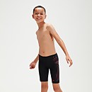 Bañador entallado con plastisol para niño, negro/rojo - 7-8