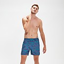 Bedruckte Leisure 40 cm Schwimmshorts für Herren Aqua/Flieder - XS Bedruckte Leisure 40 cm Schwimmshorts für Herren Aqua/Flieder - XS