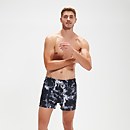 Men's Digital Printed Leisure 14" Swim Shorts Black/White - XS