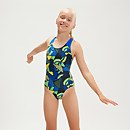 Girls' Splashback Swimsuit Black/Blue - 5-6