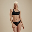 Flu3nte Foil Convertible Strap Solid Bikini Top - Black | Size M