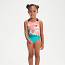 Bedruckter Badeanzug für Mädchen im Kleinkindalter Pink/Koralle - 2YRS