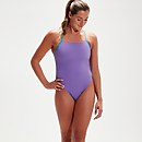 Bañador de entrenamiento con espalda multitirantes para mujer, lila/azul agua - 38