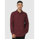 Maroon Solid Regular Fit Shirt - S