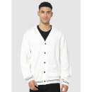 White Solid Regular Fit Sweater - S