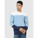 Light Blue Regular Fit Color Block Sweater - S