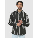 Charcoal-Grey Vertical-Stripes Regular Fit Shirt - S