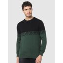 Men's Olive Geometric Sweater - S