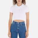 Tommy Jeans Essential Crop Rib Cotton-Blend Polo Shirt - L