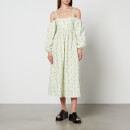 Damson Madder Edwina Floral-Print Cotton Midi Dress - UK 8