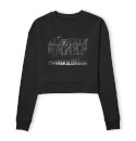 Star Wars The Mandalorian Helmets Line Art Women's Cropped Sweatshirt - Black