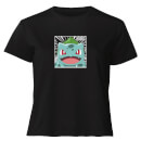 Pok&eacute;mon Pok&eacute;dex Bulbasaur #0001 Women's Cropped T-Shirt - Black