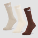 MP Unisex Crew Socks (3 pack) - uniseks čarape (pakovanje od 3 para) - tamnobraon/bež/krem - UK 2-5