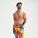 Men's Digital Printed Leisure 14" Swim Shorts Violet/Mango - XXL