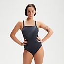 Formender bedruckter AmberGlow-Badeanzug für Damen Schwarz/Grau - 40
