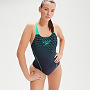 Bañador Medley con logotipo para mujer, azul marino/verde - 30