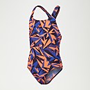 HyperBoom All-Over Medalist-Badeanzug für Mädchen Marineblau/Orange - 7-8