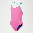 Fester Lane Line-Rückenausschnitt-Badeanzug für Mädchen Pink - 13-14