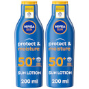 NIVEA SUN Protect and Moisture Sun Cream Lotion SPF50+ 200ml Duo