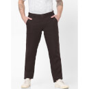 Brown Straight Fit Casual Linen Pants 38