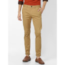 Brown Cotton Blend Solid Chinos 30