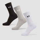 MP Unisex Crew Ponožky (3 balení) – Bílé/Černé/Šedé Melírované - UK 2-5