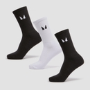 MP Dámské Essentials Crew Ponožky (3 pár) – Černé/bílý - UK 2-5