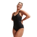 Formender asymmetrischer Badeanzug mit Mesh-Details für Damen Schwarz - 32