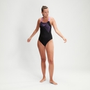 Women's Medley Logo Swimsuit Black/Purple - 28