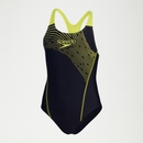 Girls Medley Logo Medalist Swimsuit Navy/Yellow - 5-6