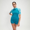 Women's Printed Short Sleeve Rash Top Green/Blue - S