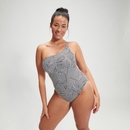Formender bedruckter asymmetrischer Badeanzug für Damen Schwarz/Weiß - 36