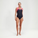 Traje de baño HyperBoom de espalda deportiva para mujer, azul marino/rosa - 42