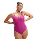 Formender asymmetrischer Badeanzug mit Trägern für Damen Beere - 36
