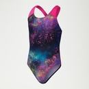 Digital All-Over Splashback-Badeanzug für Mädchen Schwarz/Pink - 13-14
