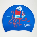 Gorro de natación estampado de silicona para niños, azul/rojo - One Size