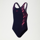 Bañador HyperBoom Muscleback con contraste para niña, azul marino/rosa - 7-8