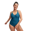 Women's Shaping V Neck Swimsuit Teal - 32