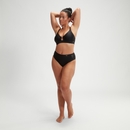 Braga de bikini de cintura alta moldeadora para mujer, negro - 38
