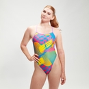 Women's Allover Digital Vback Swimsuit Pink/Yellow - 28
