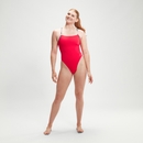 Women's Solid Lattice Tie-Back Swimsuit Red - 38