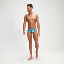 Bañador slip de 7 cm con estampado integral digital para hombre Negro/Azul - 36