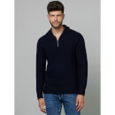 Basic Solid Navy Blue Long Sleeves Sweater L