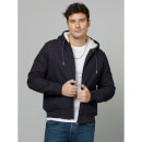 Solid Navy Blue Long Sleeves Sherpa Jacket S