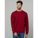 Solid Maroon Long Sleeves Round Neck Sweater S